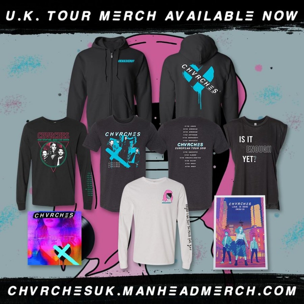 Chvrches Limited Edition 2019 UK Love is Dead Tour T-Shirt XXL